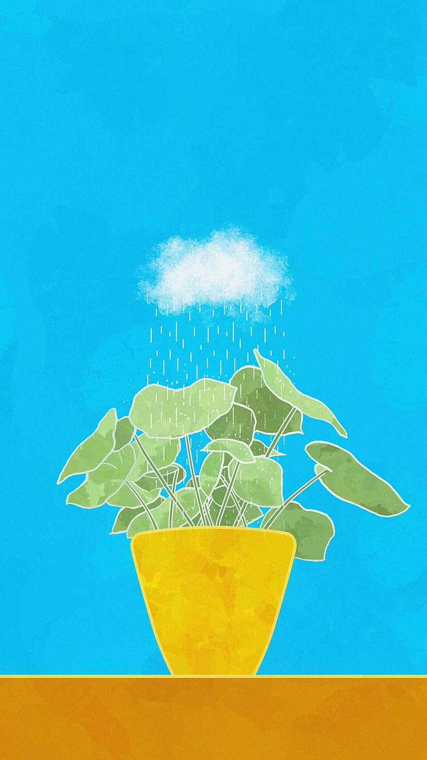 творческий подход, мышление, картина, карликовое дерево, дождь, облако, синее небо, синий дождь, Голубое мышление, синяя картина, синяя краска