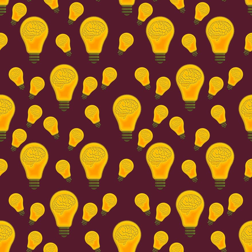 Brain, Mind, Light Bulb, Lightbulb, Pattern, Yellow, Symbol, Learning, Ideas, Knowledge