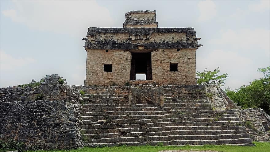 dzibilchaltun, ngôi đền, đổ nát, yucatan, mexico, maya, khảo cổ học, lịch sử