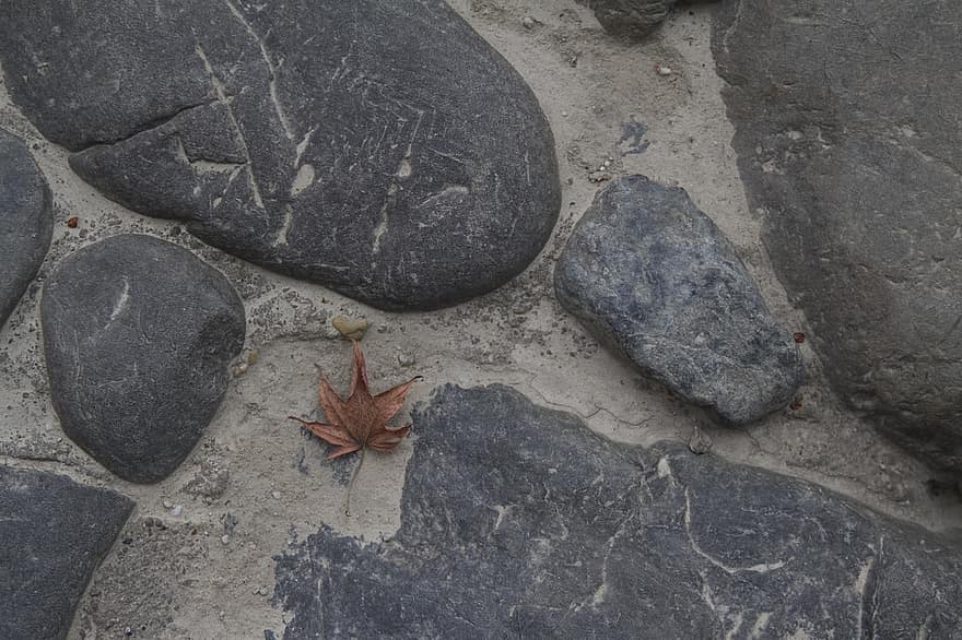 pedras, rochas, chão, folha, areia