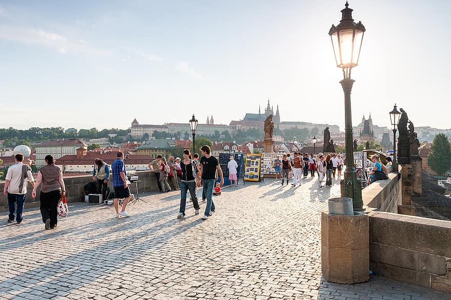 архитектура, Чарлз Бридж, Чехия, Европа, Прага, туризъм, турист, известното място, градски пейзаж, пътуване, култури