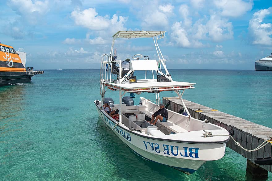Boat, Caribbean, Sea, Beach, nautical vessel, vacations, water, transportation, summer, travel, blue