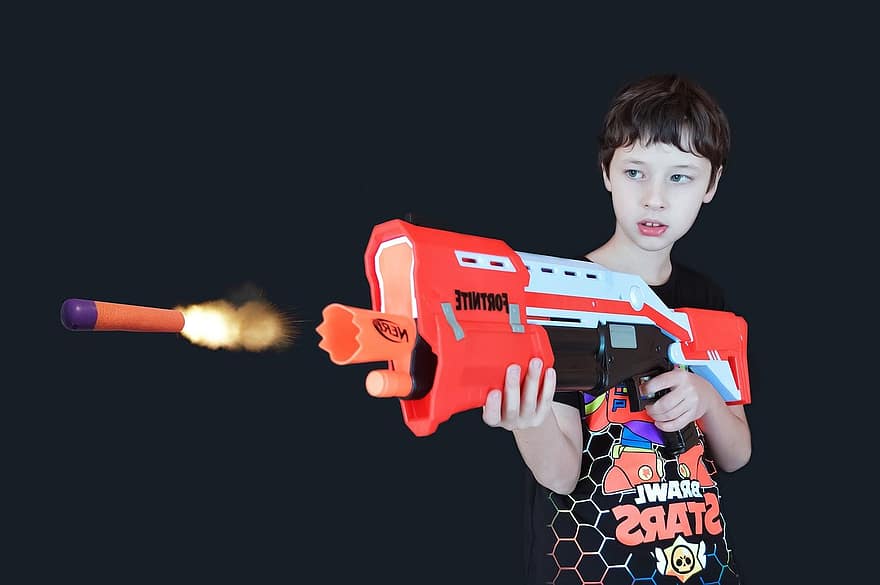 момче, хлапе, пушка играчка, Nerf, fortnite, играчка, пистолет, детство, дете, млад, оръжие
