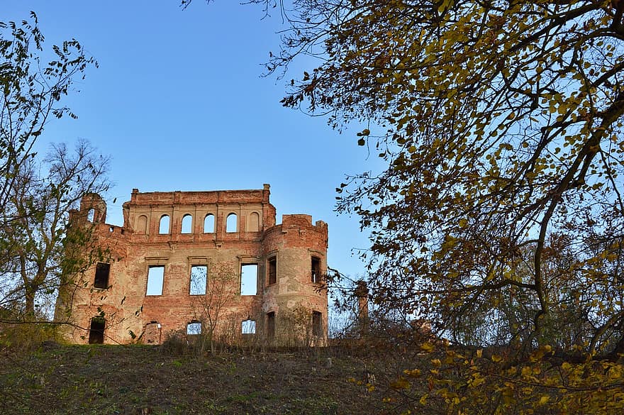 Castle, Building, Ruins, Wall, Architecture, Fortress, Abandoned, Historical, Old, Bricks, Trees