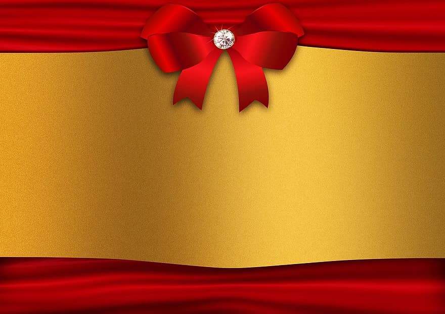 Background, Loop, Diamond, Banderole, Noble, Decorative, Gold, Red, Map, Greeting, Birthday