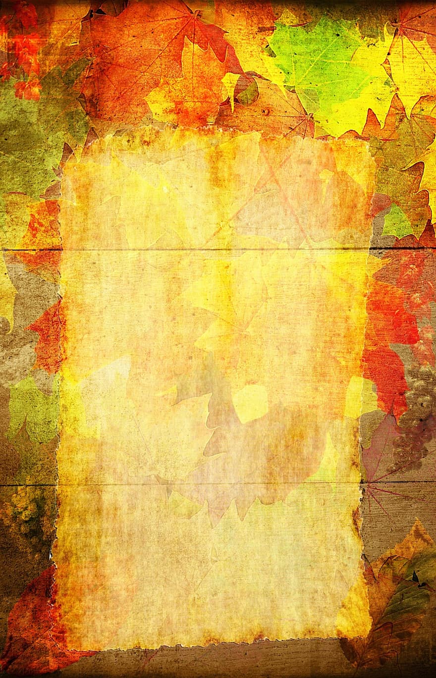 Herbst, bunt, Hintergrund, grunge, Blätter, entstehen, Schreibwaren, Dekoration