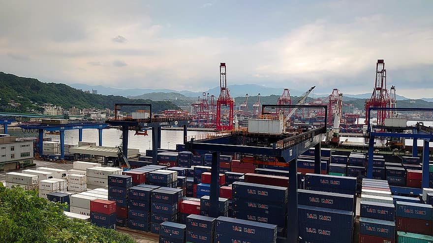 Container, Boat, Bridge, Sea, Outdoor, Keelung, City, Water, Clouds, Nature