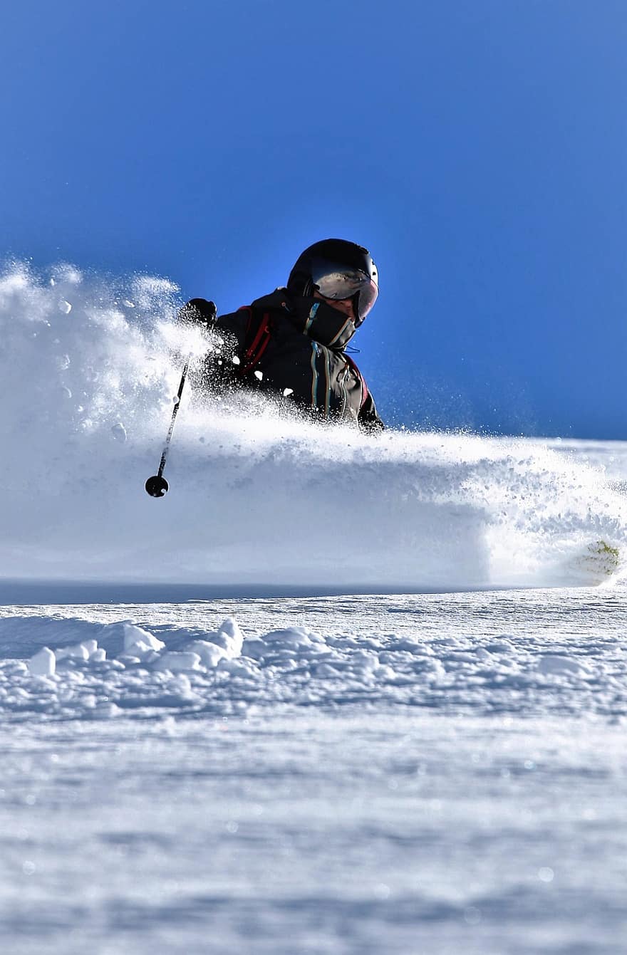 स्कीइंग, हिमपात, सर्दी, स्की, हैली स्कीइंग, खेल, मनोरंजन, मनोरंजक गतिविधि, साहसिक, हिमाच्छन्न, गहरी बर्फ