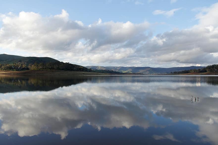 lac, Boonie Doon, Victoria, Australia, nori, cer, peisaj, natură, pitoresc, apă