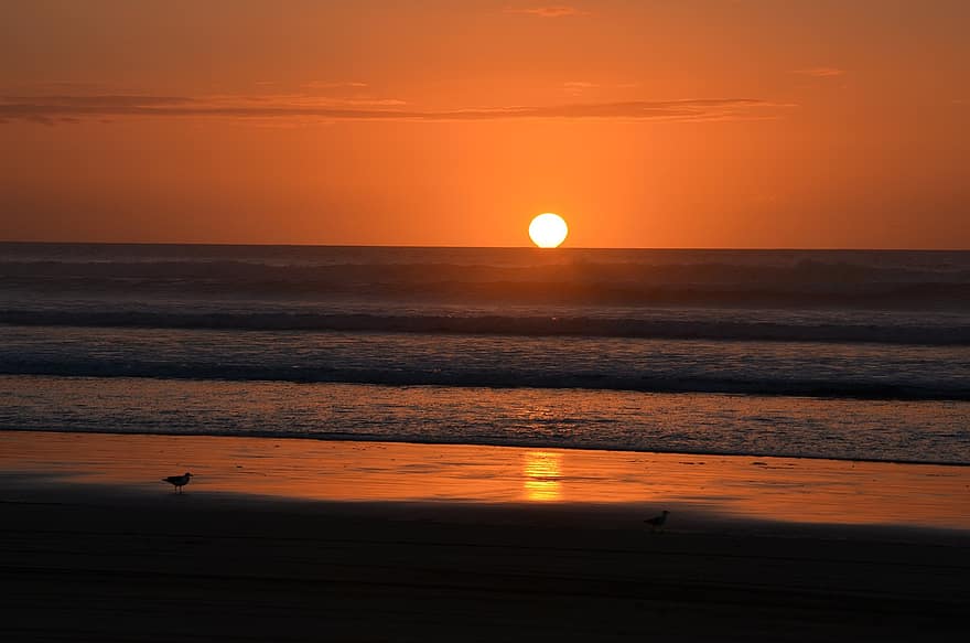 por do sol, de praia, mar, oceano, vista do mar, Dom, crepúsculo, ondas, ondas do oceano, costa, Beira Mar