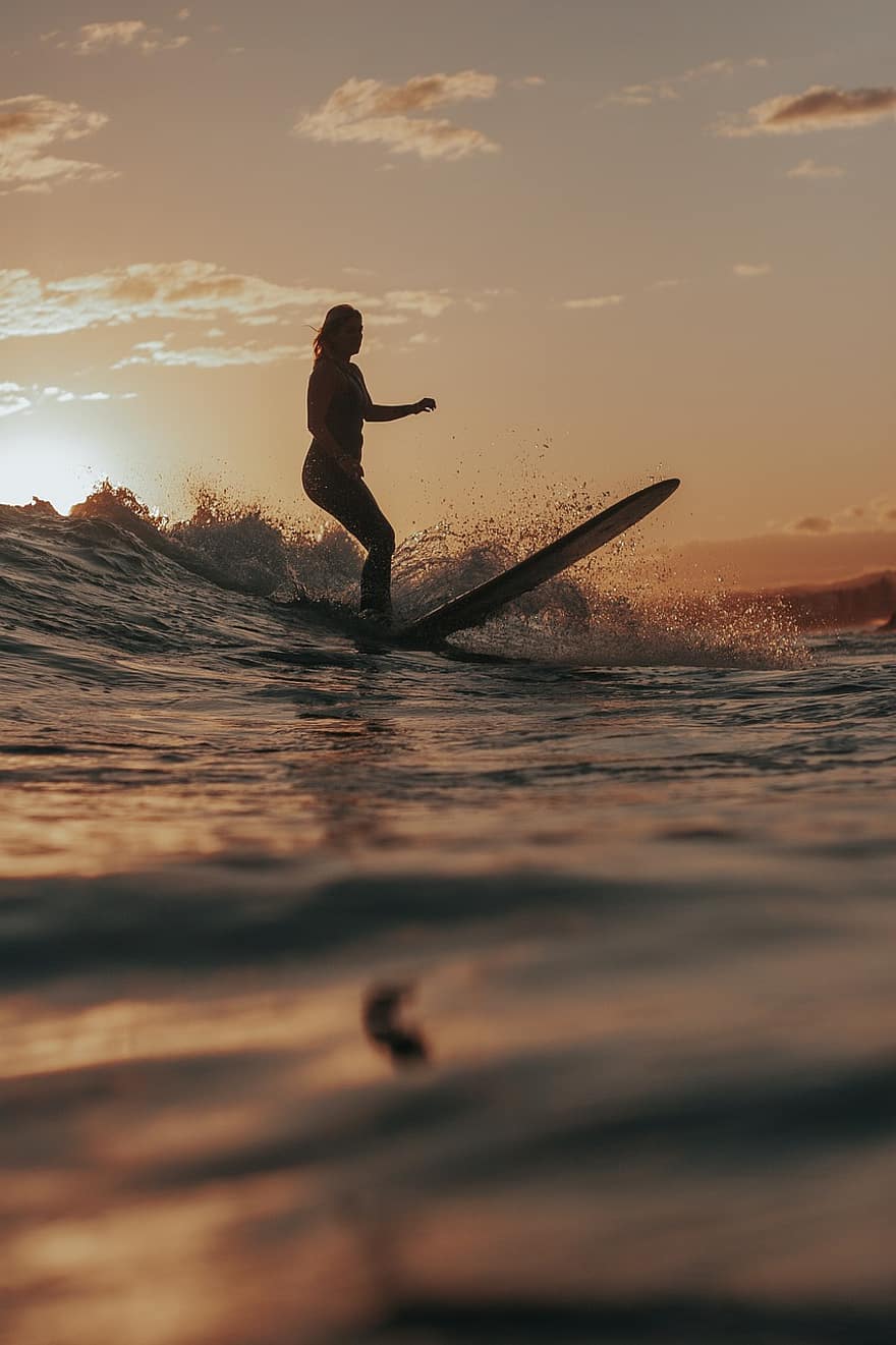 fată, surf, valuri, surfer, Femeie, femeie, femeie surfer, surfing, placă de surf, mare, ocean