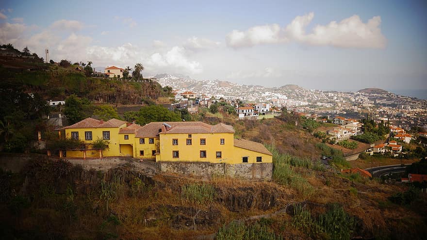 Madeira, pulau, Arsitektur, pemandangan pedesaan, gunung, atap, pemandangan, Cityscape, perjalanan, garis pantai, tempat terkenal