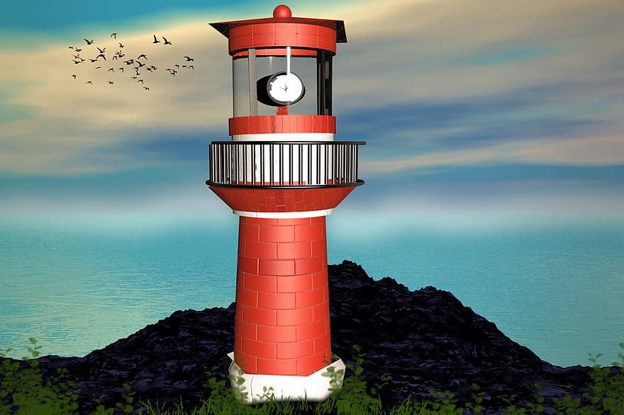 Lighthouse, Water, Sea, Coast, Tower, Lake, Landscape