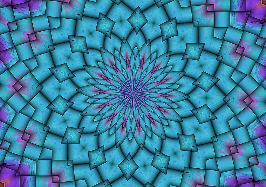 Kaleidoskop, Blumenmuster, Rosette, Hintergrund, Tapete, Kunst, Blauer Hintergrund, Muster, abstrakt, Hintergründe, Dekoration