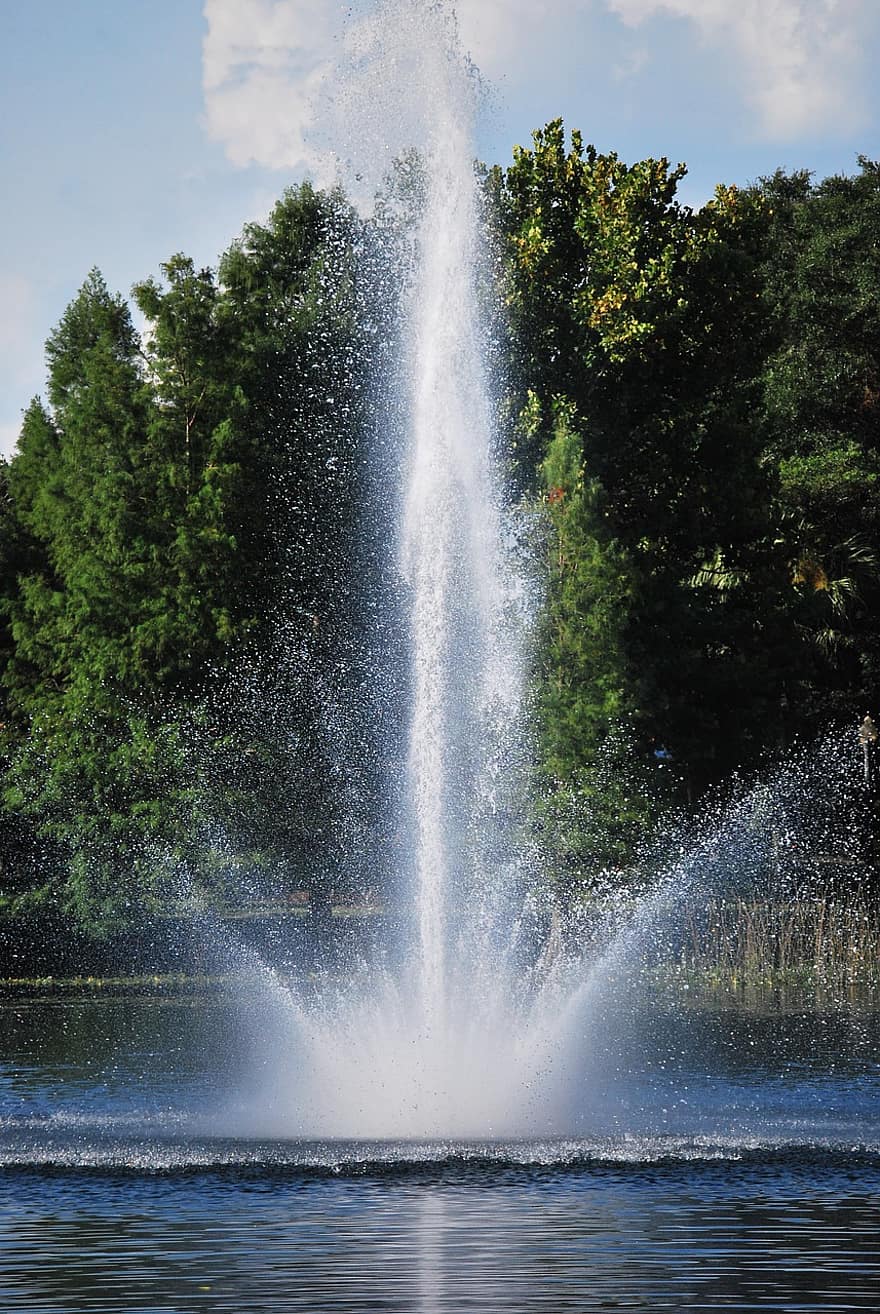 water, park, fontein, tuin-, plons, natuur, stadspark, meer, zomer, blauw, spatten