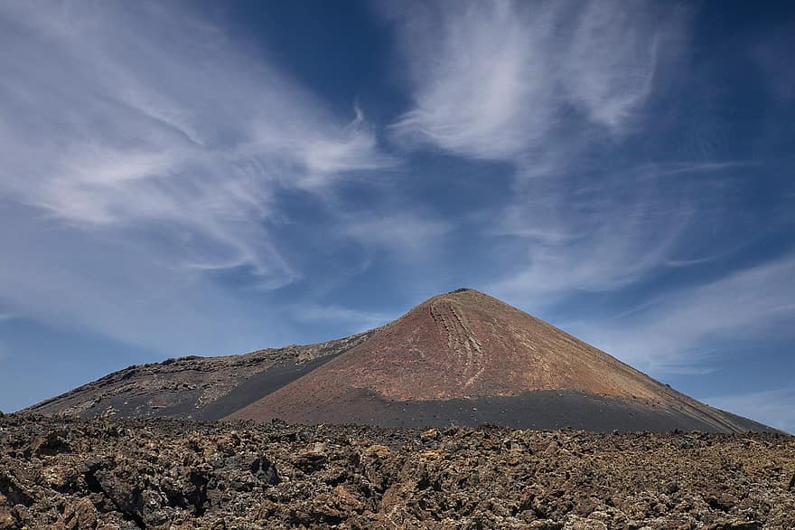 vulcano, Terra di lava, orizzonte, distesa, Lanzarote
