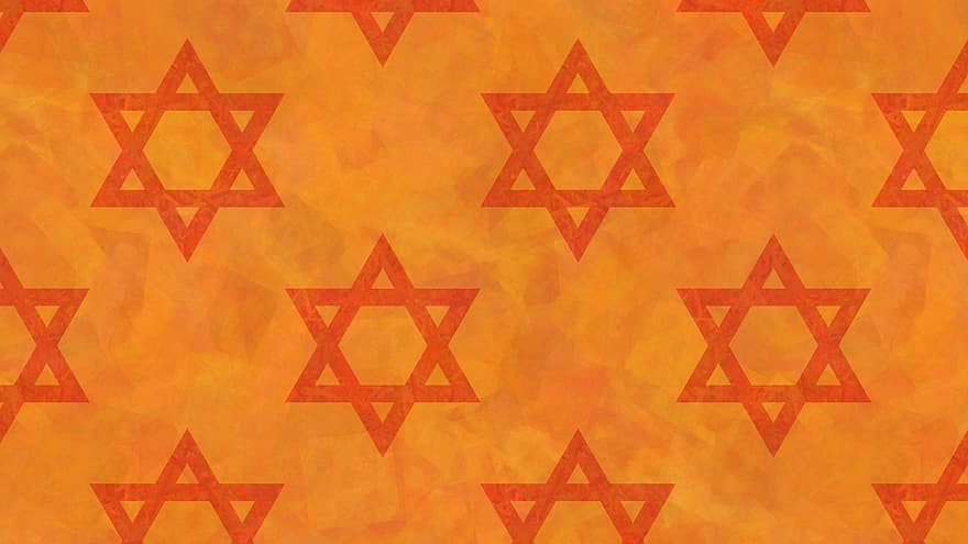デジタルペーパー、デビッドの星、パターン、シームレス、ユダヤ人、Magen David、ユダヤ教、休日、宗教、霊性、オレンジ