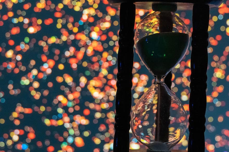 timeglass, bokeh, tid, dekorasjon, enhet, sand, natt, bakgrunn, tidsur, nærbilde, nedtelling