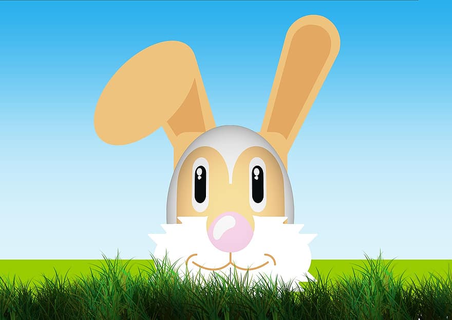 Paskalya Tavşanı, Paskalya, karikatür, çimen, Yumurta, Paskalya yumurtası, komik, paskalya tebrik, dekorasyon, Mizah, tebrik kartı