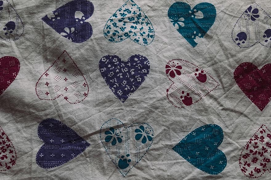 Hearts, Pattern, Fabric, Cloth, Textile