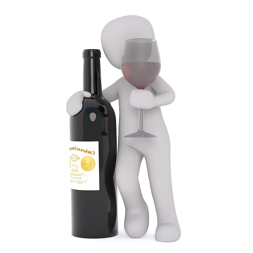 baltas vyras, 3D modelis, izoliuotas, 3d, modelis, Viso kūno, balta, vyno gamintojas, vynas, vyno degustacija, duoti