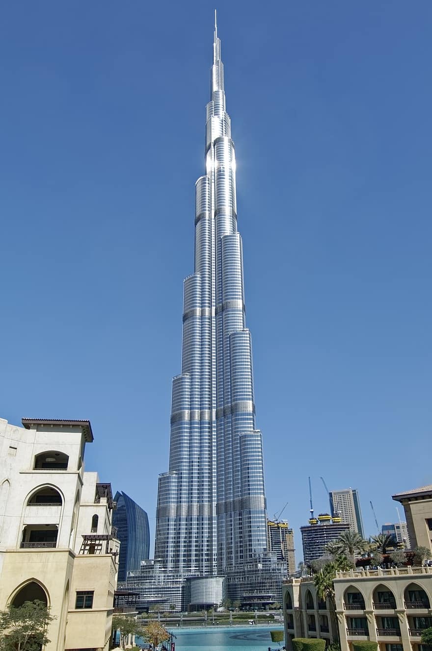 u a e, Dubajus, miestas, Burj Khalifa, architektūra, pastatas, dangoraižis, bokštas, dangoraižiai, modernus, langas