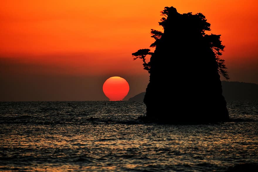 Repubblica di Corea, spiaggia, tramonto