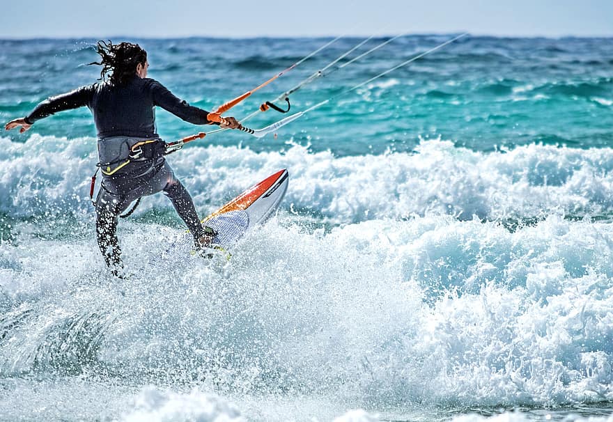 Kite Surf, aturdido, actividad, ocio, mar, Oceano, tablista, deporte, acción, embarque, Deportes extremos