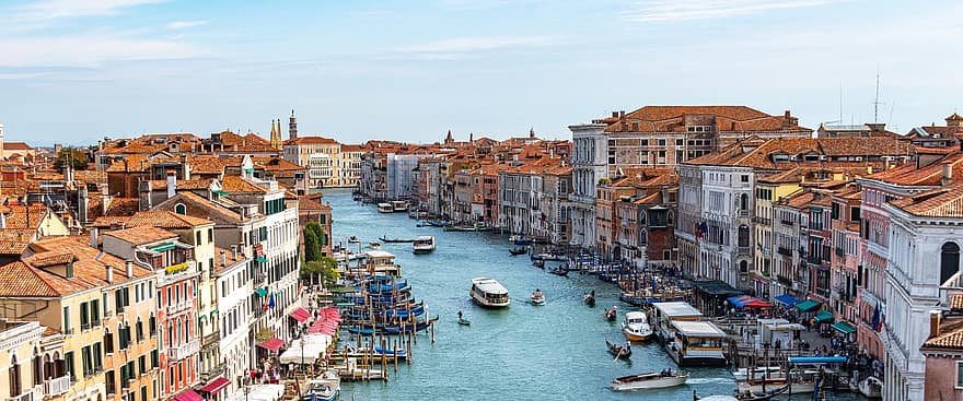 båtar, gondol, utomhus, stad, urban, metropol, arkitektur, väg, kanalisera, Venedig, Italien