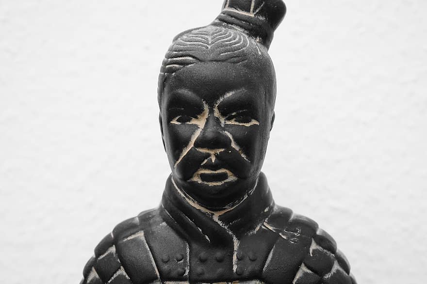 терракотовый, статуя, скульптура, воин, украшение, Китай, Древняя армия, статуэтка, игрушка, крупный план, люди