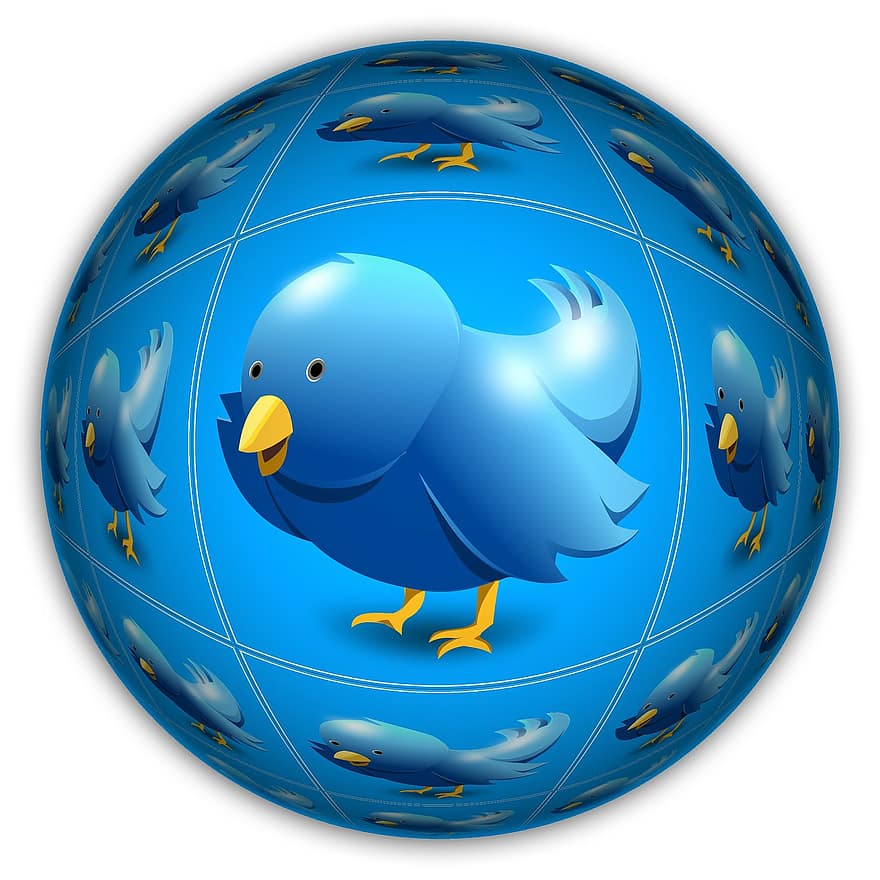twitter, madár, földgolyó, e-mailben, labda, föld, világ, nál nél, posta, email, hírek