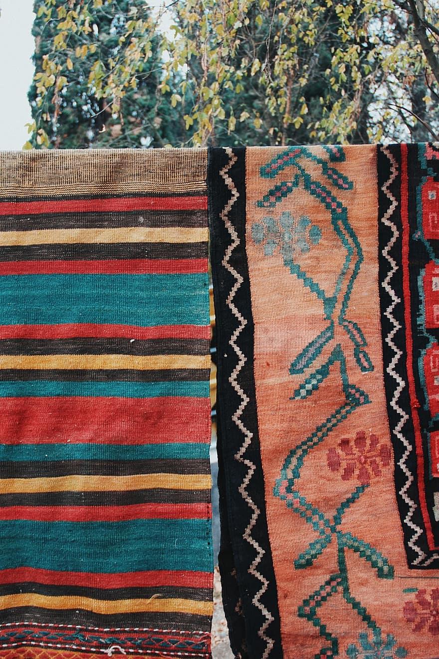 tbilisi, Grúzia, takarók, kultúrák, minta, textil, szőnyeg, őshonos kultúra, többszínű, gyapjú, hajó