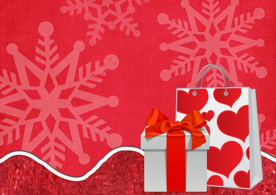 Weihnachten, die Geschenke, Karte, Dekoration, modern, rot, Papier-, Wand, retro, grunge, romantisch