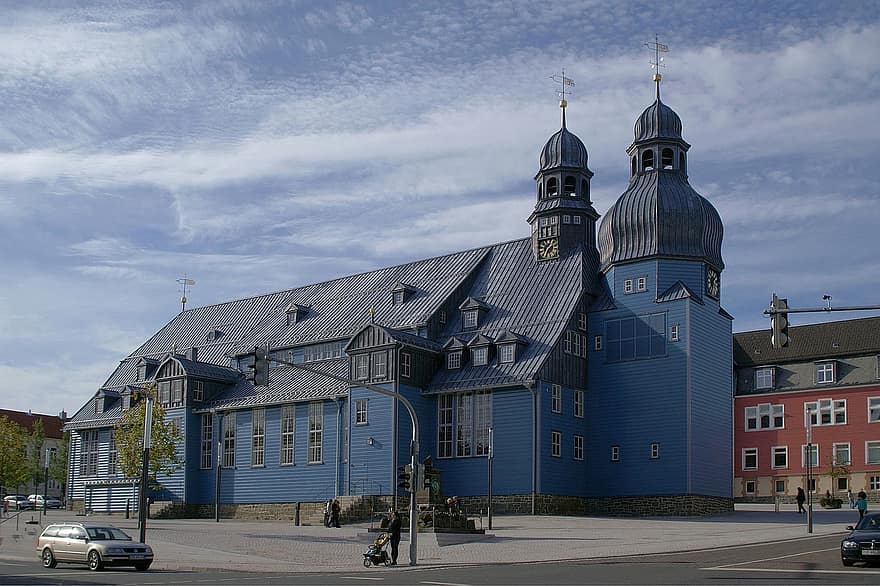聖霊の市場教会、clausthal-zellerfeld、教会、木造の教会、マーケット教会、木造、歴史的な、建物、タウン、ハルツ、アッパーハーズ
