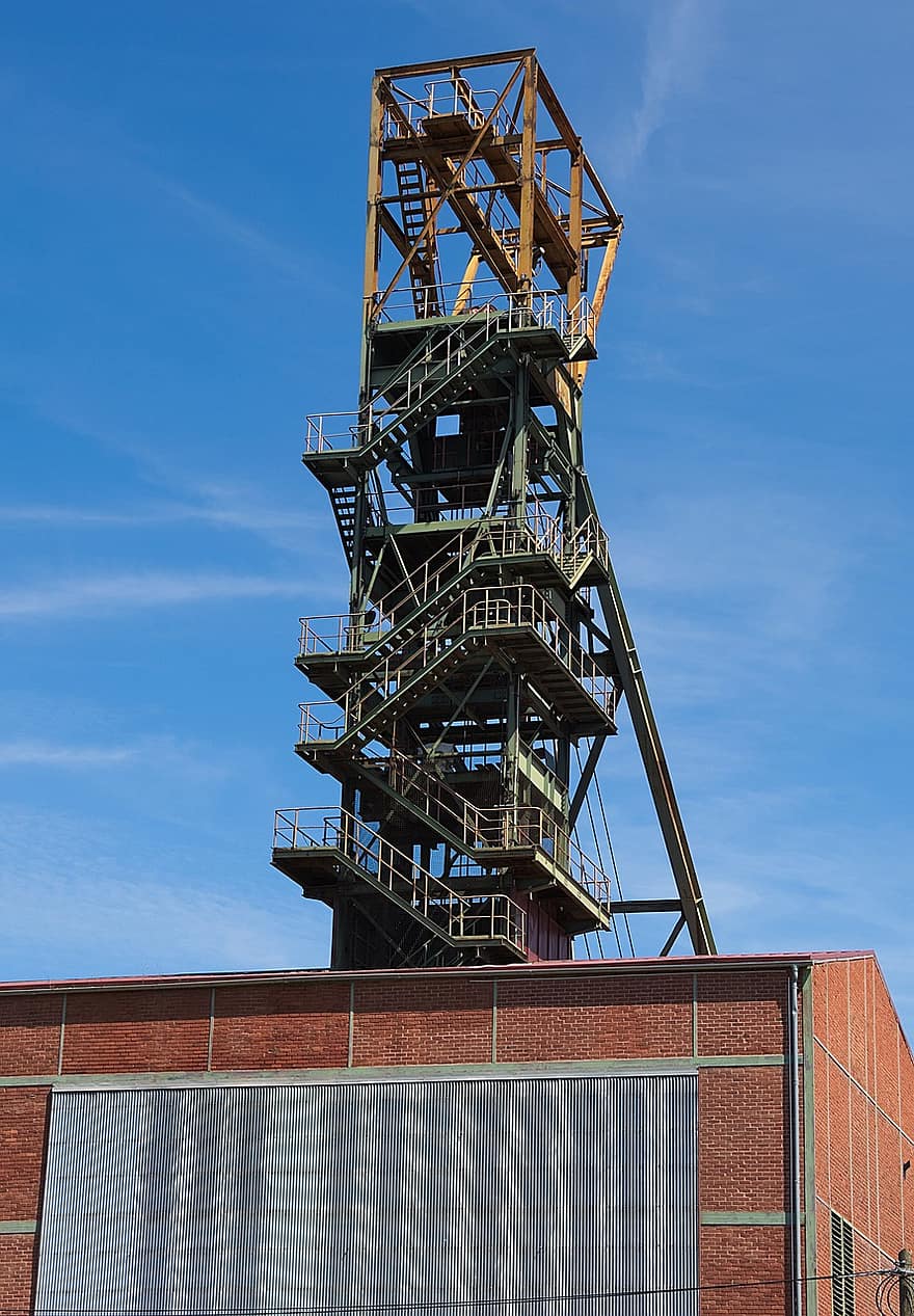 лестница, состав, Headframe, мой, добыча полезных ископаемых, конвейерная система