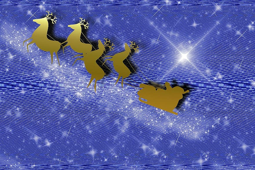 الرنة ، بابا نويل ، الانزلاق ، نجمة ، عيد الميلاد ، الصورة الخلفية ، أحمر ، القدوم ، أضواء ، زينة عيد الميلاد ، البوينسيتيا