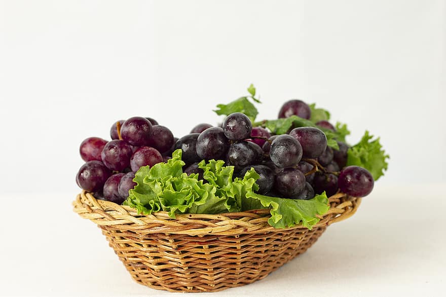 uvas, fruta, cesta, vinho, videira, saudável, vinhas, colheita, fresco, doce, agricultura