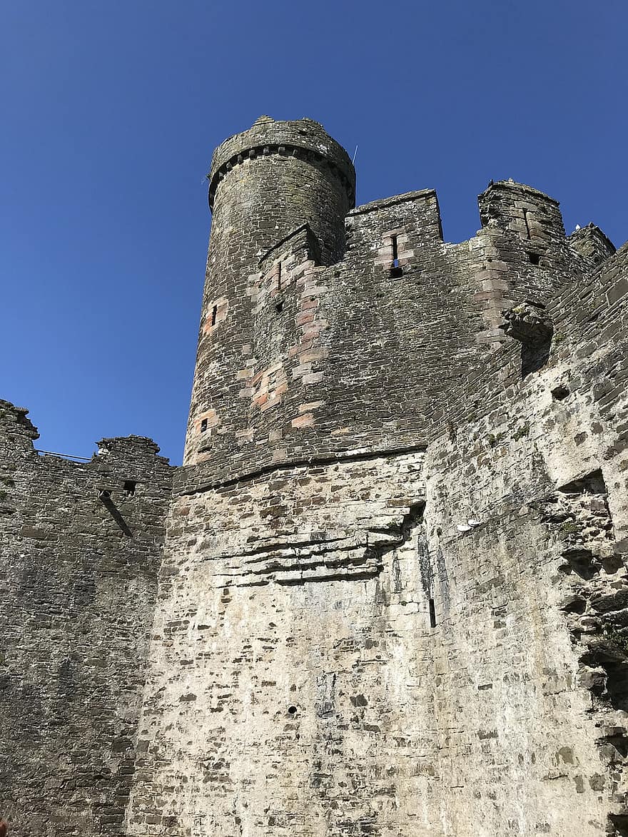 castillo, piedra, arquitectura, Conwy