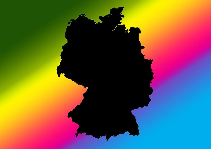 Alemania, mapa, color, vistoso, república