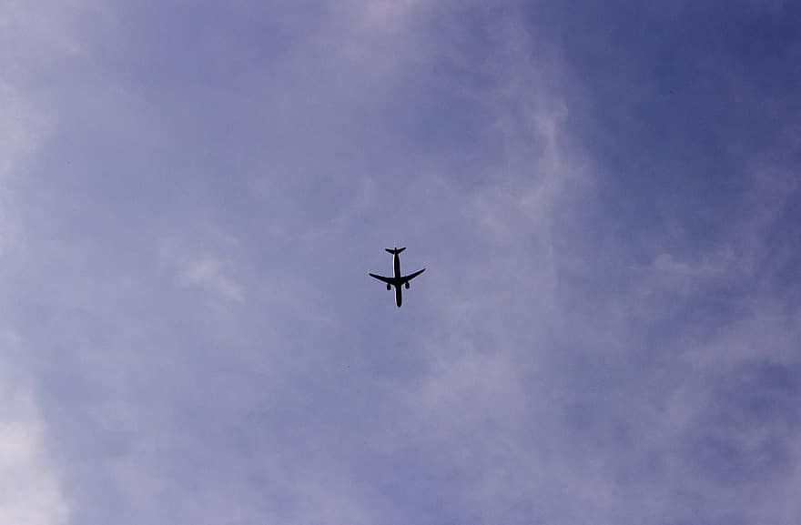 lentokone, lento, taivas, ilma-alus, kone, matkustaa, pilviä