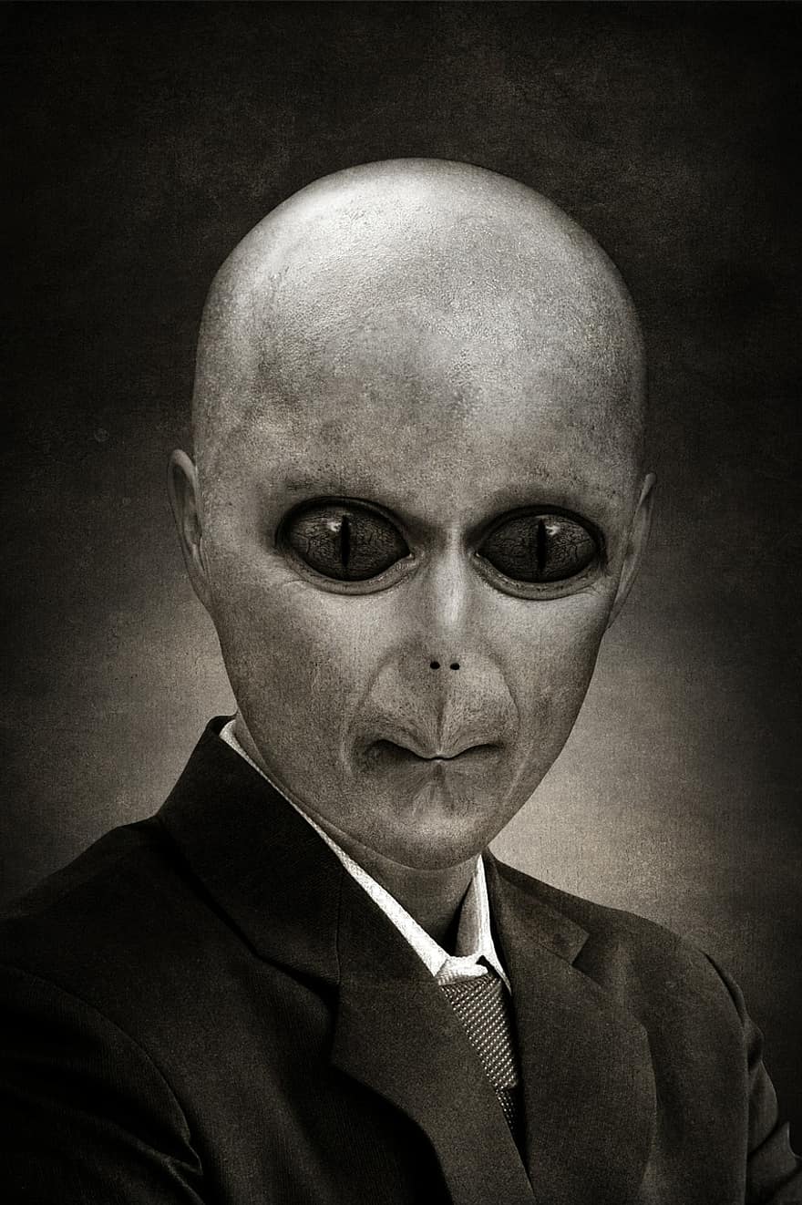 Alien, Reptilian, Portrait, Politician, Extraterrestrisch, Old, Vintage, Area 51, Ross Well, Alie, Conspiracy Theory