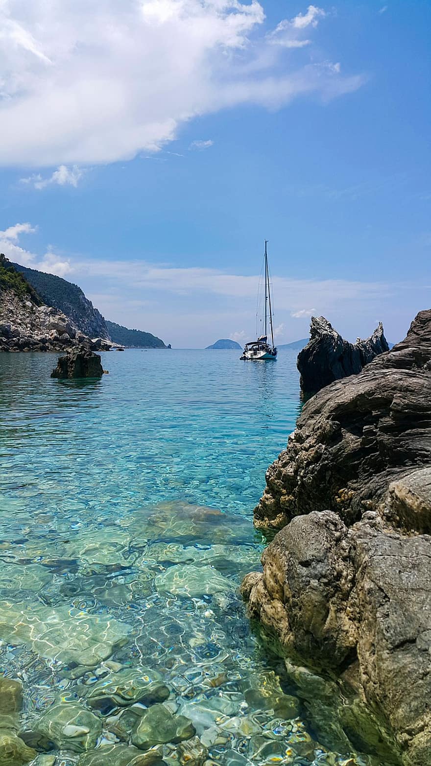 mar, rochas, costa, barco, viagem, agua, ilha, natureza, skopelos, Grécia
