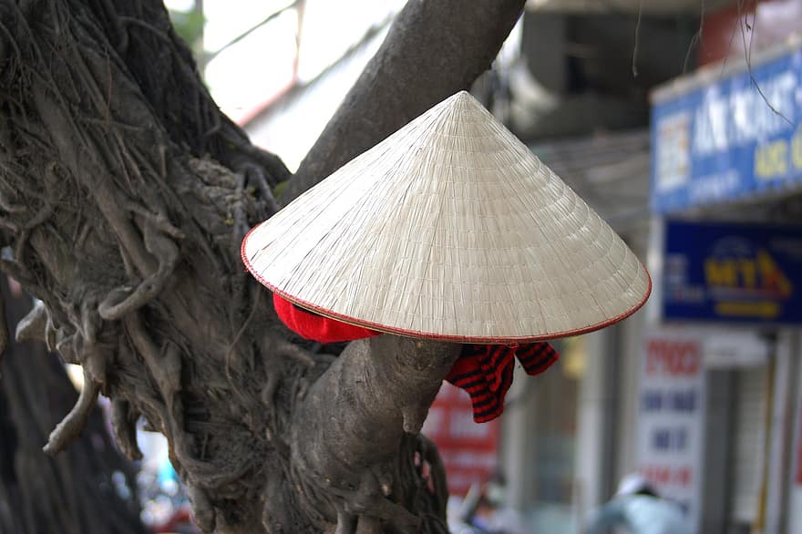 hagyományos, kalap, idegenforgalom, utazás, divat, non la, szalmakalap, Ázsia, vietnami, közelkép, kultúrák