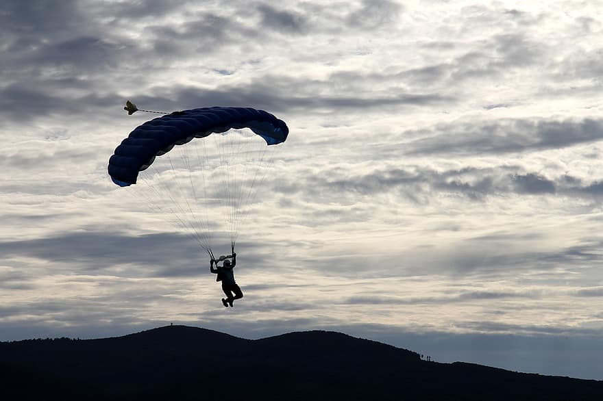 A Skydiver, Airport, Sport, A Parachute, Flying