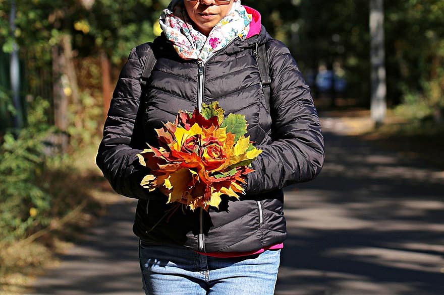 bouquet, l'automne, feuilles d'érable