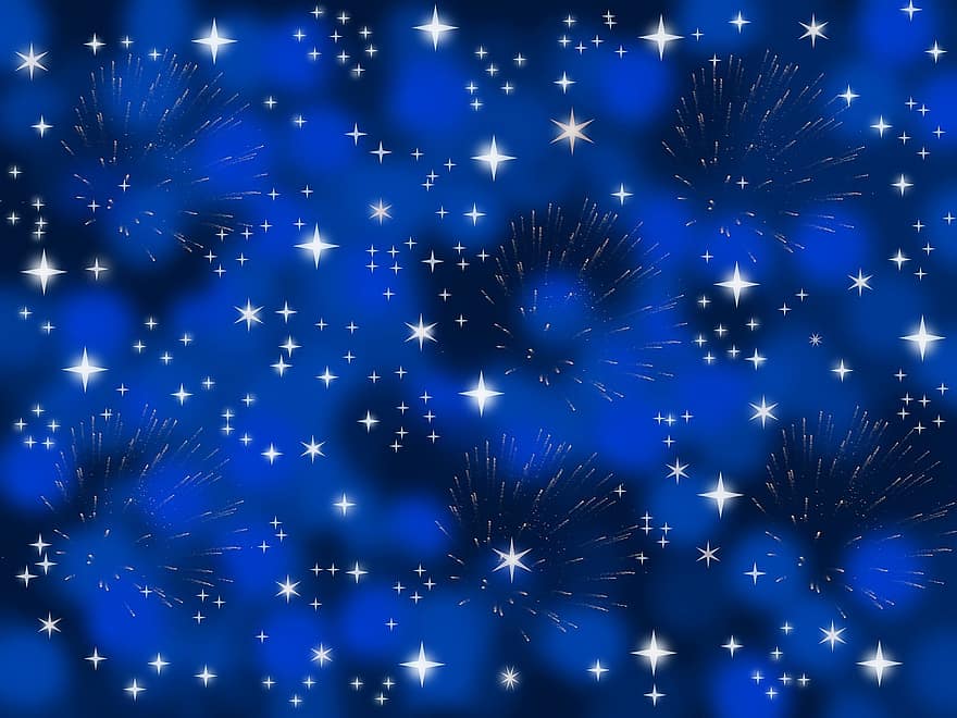 Abstract, Background, Blue, Stars, Winter, Night Sky, Glow, Bright