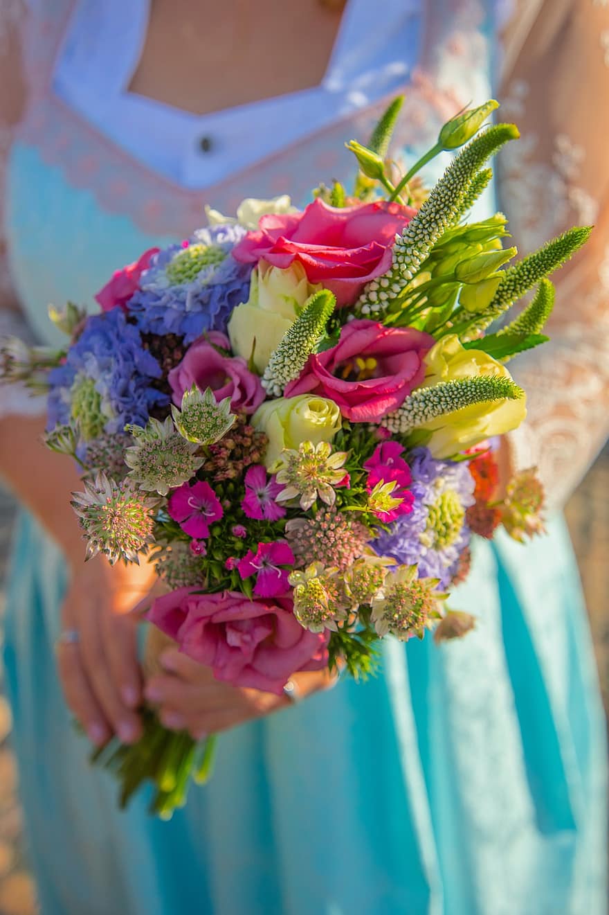 букет, квіти, наречена, весільний букет, цвітіння, квіткова композиція