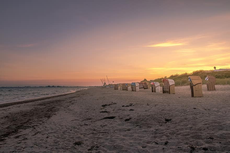 mar Báltico, playa, arena, costa, puesta de sol, relajación, sol de la tarde, crepúsculo, cielo
