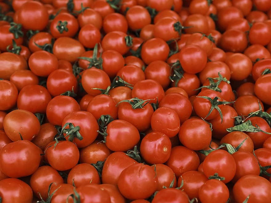 tomater, vegetabiliska, marknadsföra, röda tomater, organisk, producera, frukt, färsk, rå, bås, vitaminer