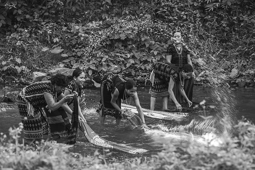 Vietnam, Katu İnsanlar, nehir, Dong Giang, yerli insanlar, Quang Nam, orman, siyah ve beyaz